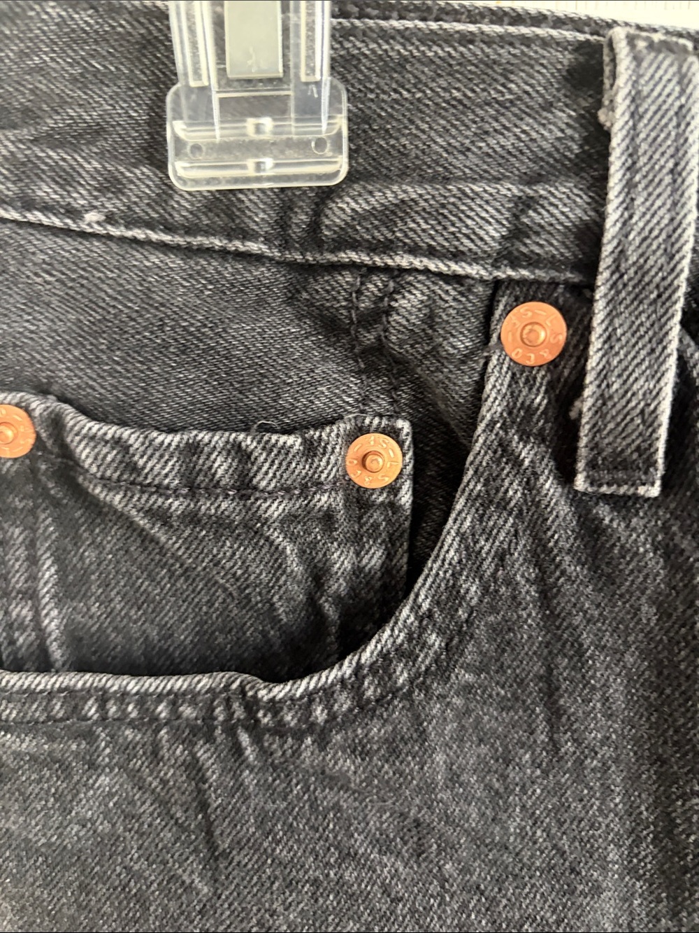 Levi's Black Distressed Denim Jean Shorts - Picture 5 of 7